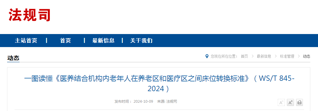 一图读懂《医养结合机构内老年人在养老区和医疗区之间床位转换标准》（WS/T 845-2024）